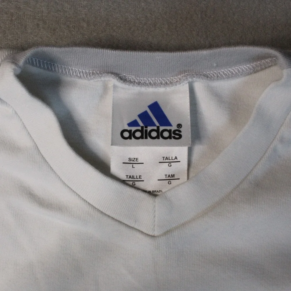 Adidas Men's Long Sleeve V-Neck Activewear Top White/Gray Size Large